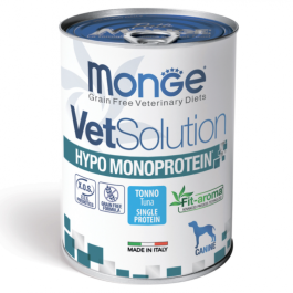 400гр Консервы Monge Vetsolution Dog HYPO Monoprotein Tuna Ветеринарная диета для собак для снижения реакции пищевой непереносимости с Тунцом