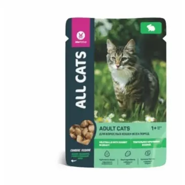 85гр Корм ALL CATS  для кошек тефтельки с Кроликом в соусе
