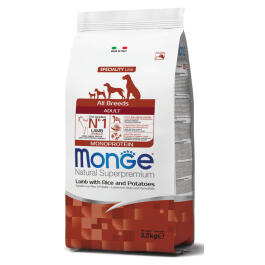 12кг Корм Monge Dog SP Monoprotein Adult  Lamb/Rice для взрослых собак всех пород c Ягненком и рисом