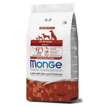 12кг Корм Monge Dog SP Monoprotein Adult  Lamb/Rice для взрослых собак всех пород c Ягненком и рисом