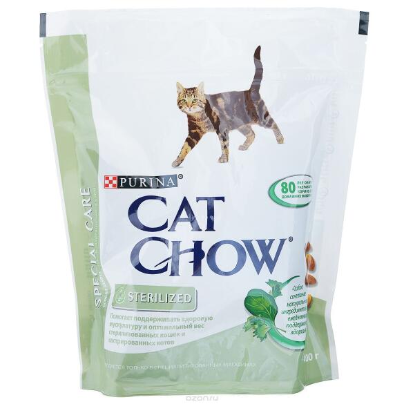 400гр Корм CAT CHOW для взрослых стерилизованных котов и кошек