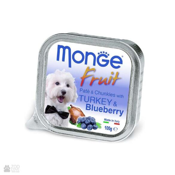 100гр Влажный корм Monge Dog FRUIT Turkey/Blueberry для собак из Индейки с черникой