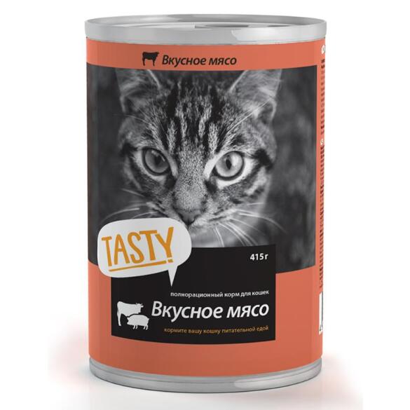 415гр Корм TASTY для кошек мясное ассорти в соусе