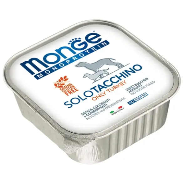 150гр Влажный корм Monge Dog Monoprotein SOLO Turkey монопротеиновый паштет для собак из Индейки