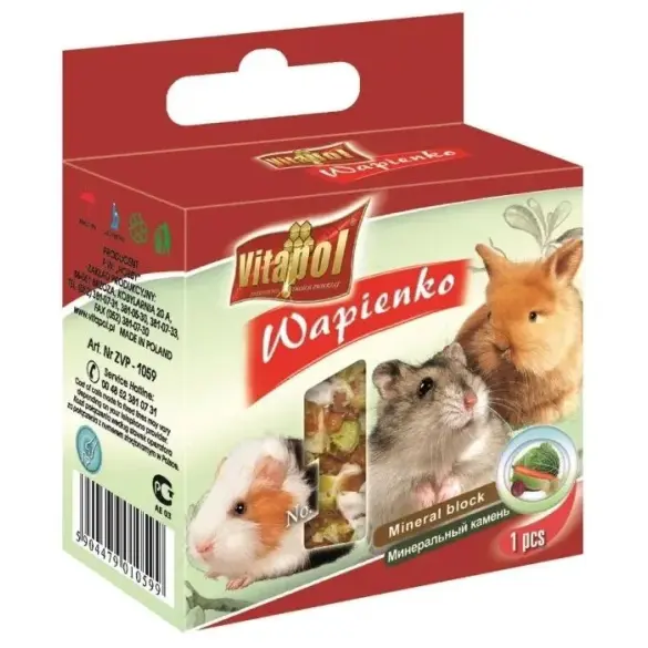 190гр Минеральный камень Vitapol Wapienko XL для грызунов и кроликов с овощами