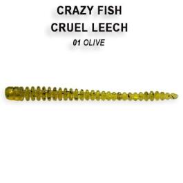 Резина Crazy Fish Cruel Leech 2'' №01, Кальмар, 8шт