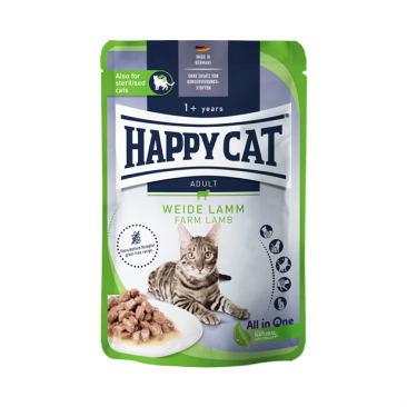 85гр Корм влажный HAPPY CAT Culinary Meat in Sauce WeideLamm для кошек с Ягненком