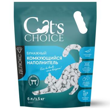 Наполнитель комкующийся бумажный Cat's choice с цветовым индикатором комка, 6л