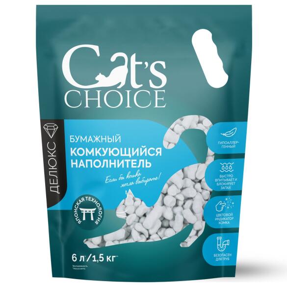 Наполнитель комкующийся бумажный Cat's choice с цветовым индикатором комка, 6л