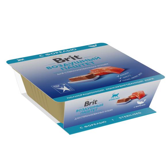 100гр Влажный корм Brit Premium Sterilised Воздушный паштет для стерилизованных кошек с Форелью