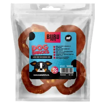 Лакомство в развес BUBU PETS для собак Мясо ягненка на сыромятных кольцах 10см, 1кг