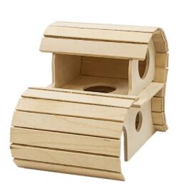 Домик для грызунов деревянный 2-х этажный, 17*13*14см.