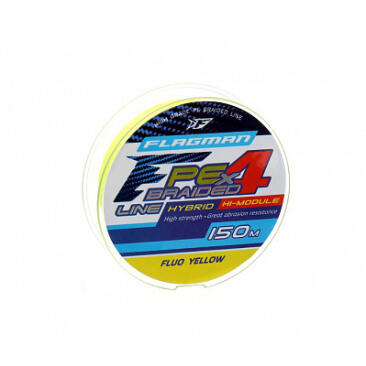 Плетеный шнур FLAGMAN PE Hybrid F4 0,23 мм 150м, FluoYellow 11.4кг/25lb
