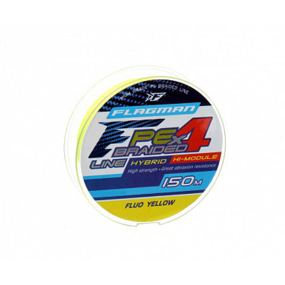 Плетеный шнур FLAGMAN PE Hybrid F4 0,23 мм 150м, FluoYellow 11.4кг/25lb