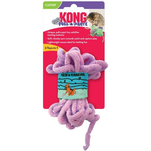 Набор игрушек KONG Pull-A-Partz Yarnz Assor для кошек (мышь, клубок пряжи, липучка для клубка), 12см