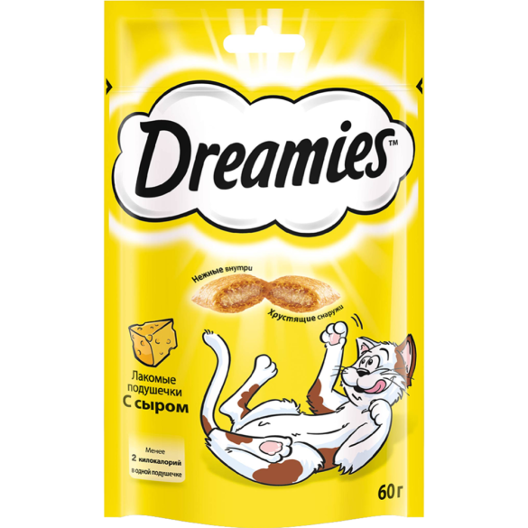 60гр Лакомство Dreamies для взрослых кошек с Сыром