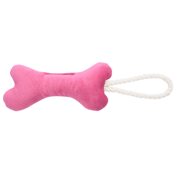 Игрушка Mr.Kranch для собак "Косточка с канатом" 31*9*4см, Нежно-розовая