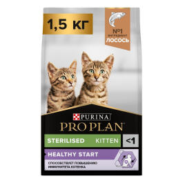 1,5кг Корм PRO PLAN Junior Sterilised для стерилизованных котят с Лососем