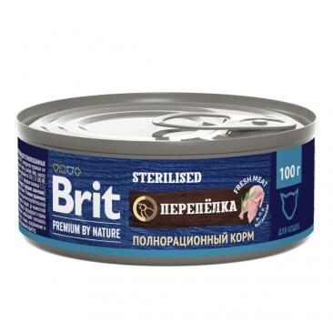 100гр Консервы Brit Premium Cat Sterilised для стерилизованных кошек с мясом перепёлки