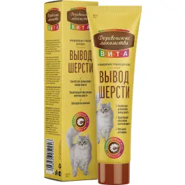 Паста Деревенские лакомства для вывода шерсти для котов со вкусом креветки, 120г