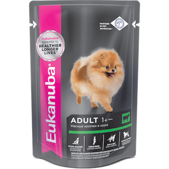 Консервы Eukanuba DOG ADULT  100г для собак с говядиной в соусе
