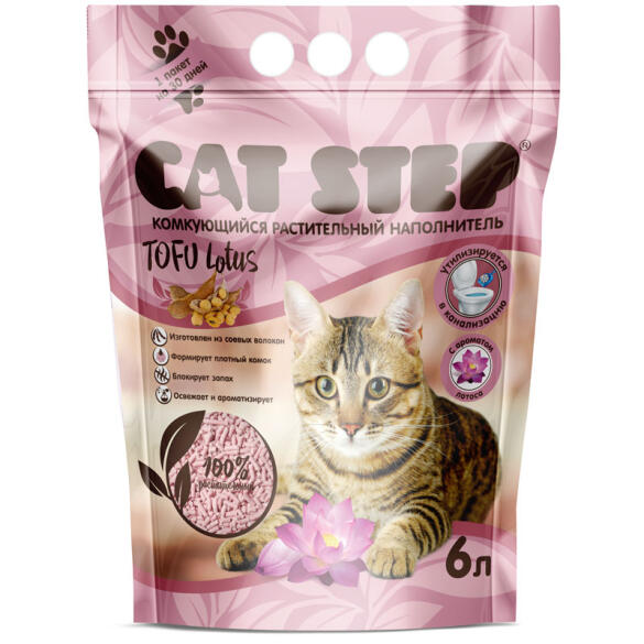 Наполнитель комкующийся соевый Cat Step Tofu Lotus 6л