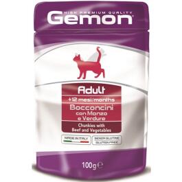 100гр Gemon Cat PATE Adult Beef/Vegetables для взрослых кошек говядина с овощами в консервах