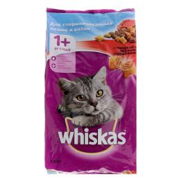 1,9кг Корм WHISKAS для стерилизованных кошек подушечки Говядина