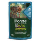 85гр Влажный корм Monge Cat BWild Grain Free Sterilised Tuna/vegetables беззерновой для стерилизованных кошек с Тунцом, креветками и овощами (пауч)