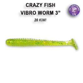 Резина Crazy Fish Vibro Worm 3'' №20, Кальмар, 5шт