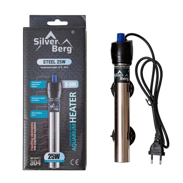Нагреватель Silver Berg Steel 25W, для аквариума до 30л