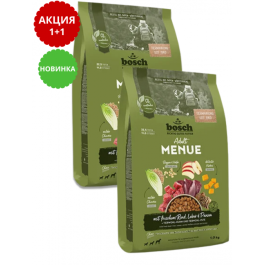 1кг х 2шт Корм Bosch Adult Menue для собак, Говядина с Рожью и Овсом