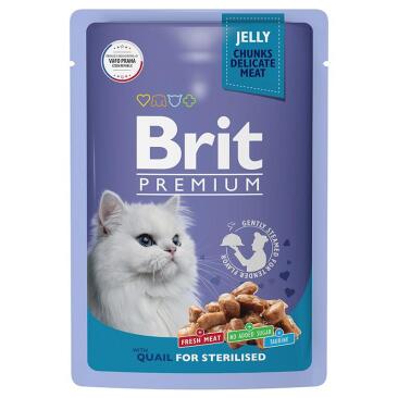 85гр Корм Brit Premium для стерилизованных кошек Перепелка в желе