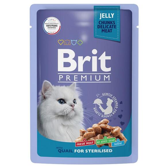 85гр Корм Brit Premium для стерилизованных кошек Перепелка в желе