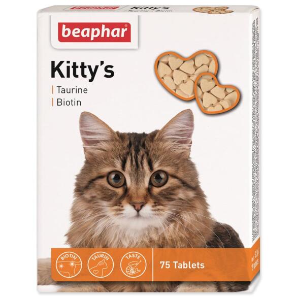 75таб Лакомство Витаминизированное  Beaphar Kitty's Taurin+Biotin для кошек с Таурином и Биотином