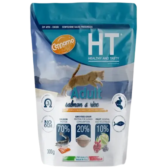0,3кг Корм Cennamo HTC Adult SALMON/RICE для взрослых кошек с Лососем и Рисом