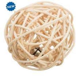 Игрушка TRIXIE для кошки плюшевая Мяч, ротанг, 4см