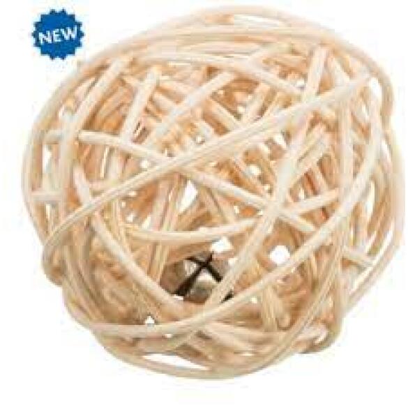 Игрушка TRIXIE для кошки плюшевая Мяч, ротанг, 4см
