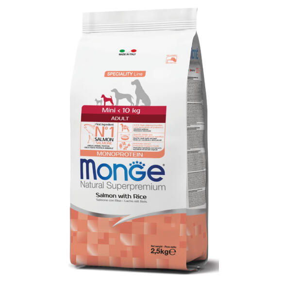 Корм в развес Monge Dog Monoprotein  Mini Adult Salmon/Rice для взрослых собак мелких пород с Лососем и рисом, 1кг