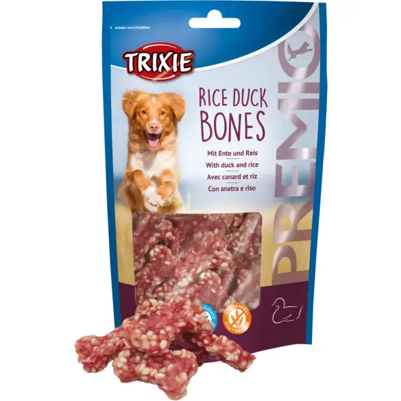 80гр Лакомство TRIXIE PREMIO для собак, косточки из утиного мяса с рисом, без глютена и сахара