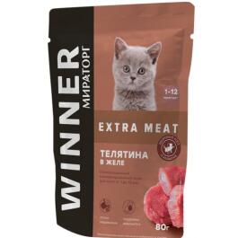 80гр Корм Мираторг Winner Extra Meat для котят от 1 до 12 месяцев Телятина в желе