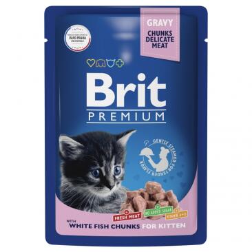 85гр Корм Brit Premium для котят с белой рыбой в соусе