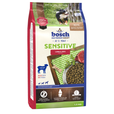 1кг Корм Bosch Sensetive Lamb&Rice для взрослых собак, склонных к аллергии с ягненком и рисом