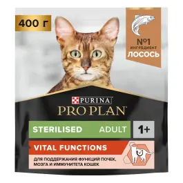 0,4кг Корм PRO PLAN Sterilised Renal Plus для поддержания здоровья почек у стерилизованных кошек с Лососем