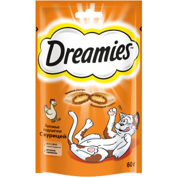 60гр Лакомство Dreamies для взрослых кошек с Курицей