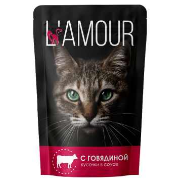 75гр Корм L'AMOUR для кошек Говядина в соусе