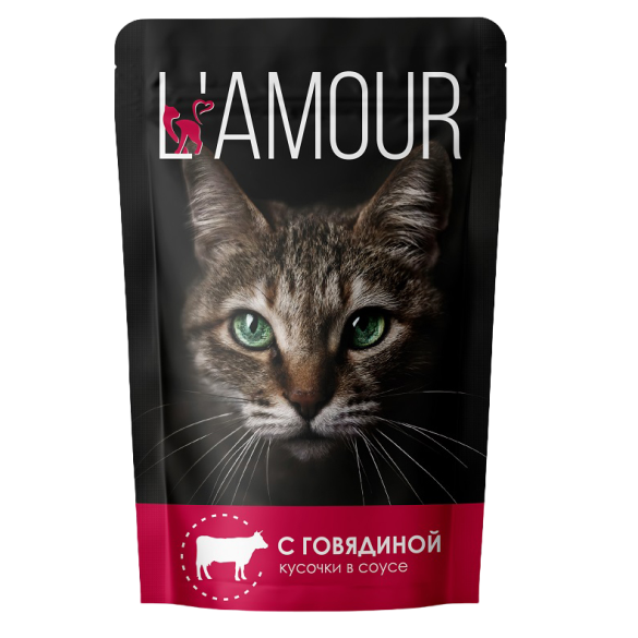75гр Корм L'AMOUR для кошек Говядина в соусе