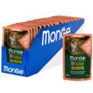 85гр Влажный корм Monge Cat BWild Grain Free Sterilised Salmon/vegetables беззерновой для стерилизованных кошек с Лососем, креветками и овощами (пауч)