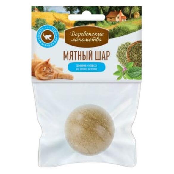 22гр Игрушка "Деревенские лакомства" для кошек "Мятный шар" Лимонник+мелисса