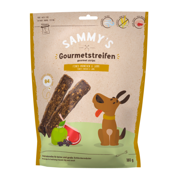 18гр Лакомство Bosch Sammy's Gourmet strips стрипсы с ягненком и курицей для собак
